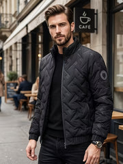 Lightweight Winter Stand Collar Jacket for Men, Quilted Thermal Business Casual Coat, Cold Weather Outerwear