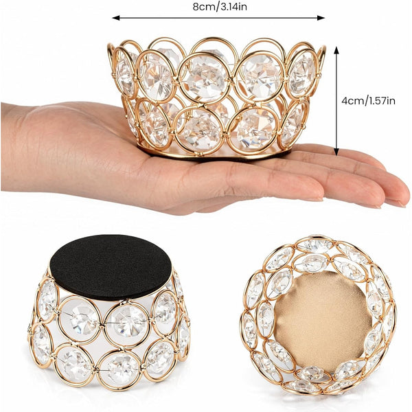 10 Pack Iron Crystal Candle Holders, Bowl-Shaped Decorative Tealight Holders for Table, Wedding, Party & Home Décor