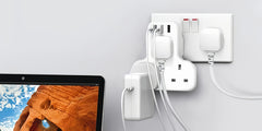 UK Plug Power Outlet with 3 USB Ports & 3250W Max Power - Fast Charging Adapter, Heavy-Duty UK Socket for Home, Office, Travel - Compatible with UK, Qatar, Singapore, Malaysia - Compact Design with Overload & Short Circuit Protection - Ideal for Chargers,