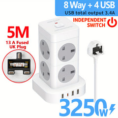 Cube Extension Lead with 8Outlets Power Stirps with 5 M Cable 4 USB