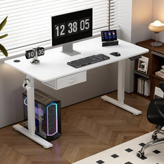 Electric Standing Desk, Sit Stand Table, Height Adjustable Electric Standing Computer Desk with USB Charging Port and Desk Drawer for Home Office