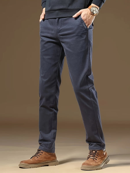 Men's Bedford Classic Fit Stretch Khaki Dress Pants, Casual Trousers, Suitable for Business Occasions, Daily Wear, and Outings in Spring and Autumn