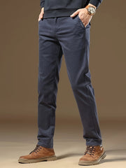 Men's Bedford Classic Fit Stretch Khaki Dress Pants, Casual Trousers, Suitable for Business Occasions, Daily Wear, and Outings in Spring and Autumn