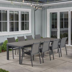 Sunvilla Dark Forest 9 Piece Extending Sling Dining Patio Set + Cover