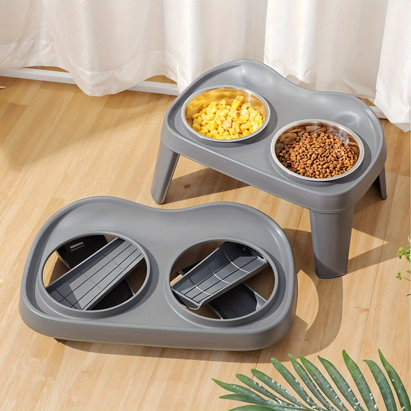 Dog Bowls with Stand, Adjustable Raised Dog Bowl for Large Dogs, Dog Feeding Station with 2 Stainless Steel Dog Bowls, Non-Slip elevated dog bowls