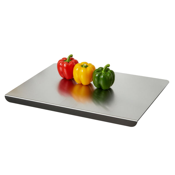 Shipping 1pc of Stainless Steel Cutting Board, a Sturdy Chopping Board Suitable for Meat, Fruits, Vegetables, Bread, And Baking, Featuring a Non-Slip Design with a Lip.