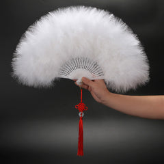 1pc Women Classical Feather Fan, Hand Fan Folding Fans for Costume Dancing Show Party Wedding Decoration