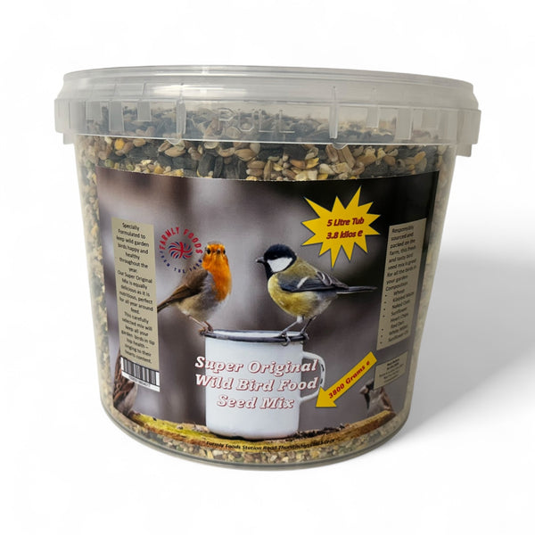 Farmly Foods Super Original Wild Bird Seed in a 5 Litre Tub