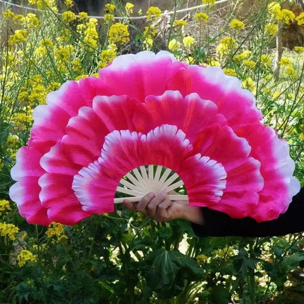 Large Double-Sided Peony Flower Dance Fan - Elegant Square Petal Fan Suitable for Parties, Festivals, Group Performances, Chinese Cultural Props, Plastic Floral Fan for Decor & Traditional Dance Practice