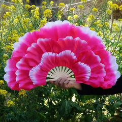 Large Double-Sided Peony Flower Dance Fan - Elegant Square Petal Fan Suitable for Parties, Festivals, Group Performances, Chinese Cultural Props, Plastic Floral Fan for Decor & Traditional Dance Practice
