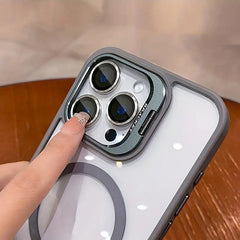 Phone Case: Luxury Transparent Magnetic Wireless Charging Metal Lens Bracket Case for iPhone 17 Promax/Pro/ Air, 16 Plus, 15, 14 Pro Max, 13, 12, 11 and Samsung Galaxy S22/23/24/25 Plus Ultra FE.A Perfect Gift. Shockproof Phone Armor, Sleek Phone