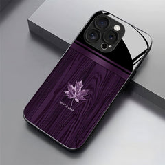 Phone Case: Premium Linear Brown Black Red Maple Leaf Pattern Glass Phone Case for iPhone 17 Air/16/15/14/13/12/11/Plus/Pro/Pro Max and Galaxy S, A Series/S22/S23/S24 FE/S25/S26 ULTRA PLUS.It Is the First Choice of Gift for Family, Loved Ones