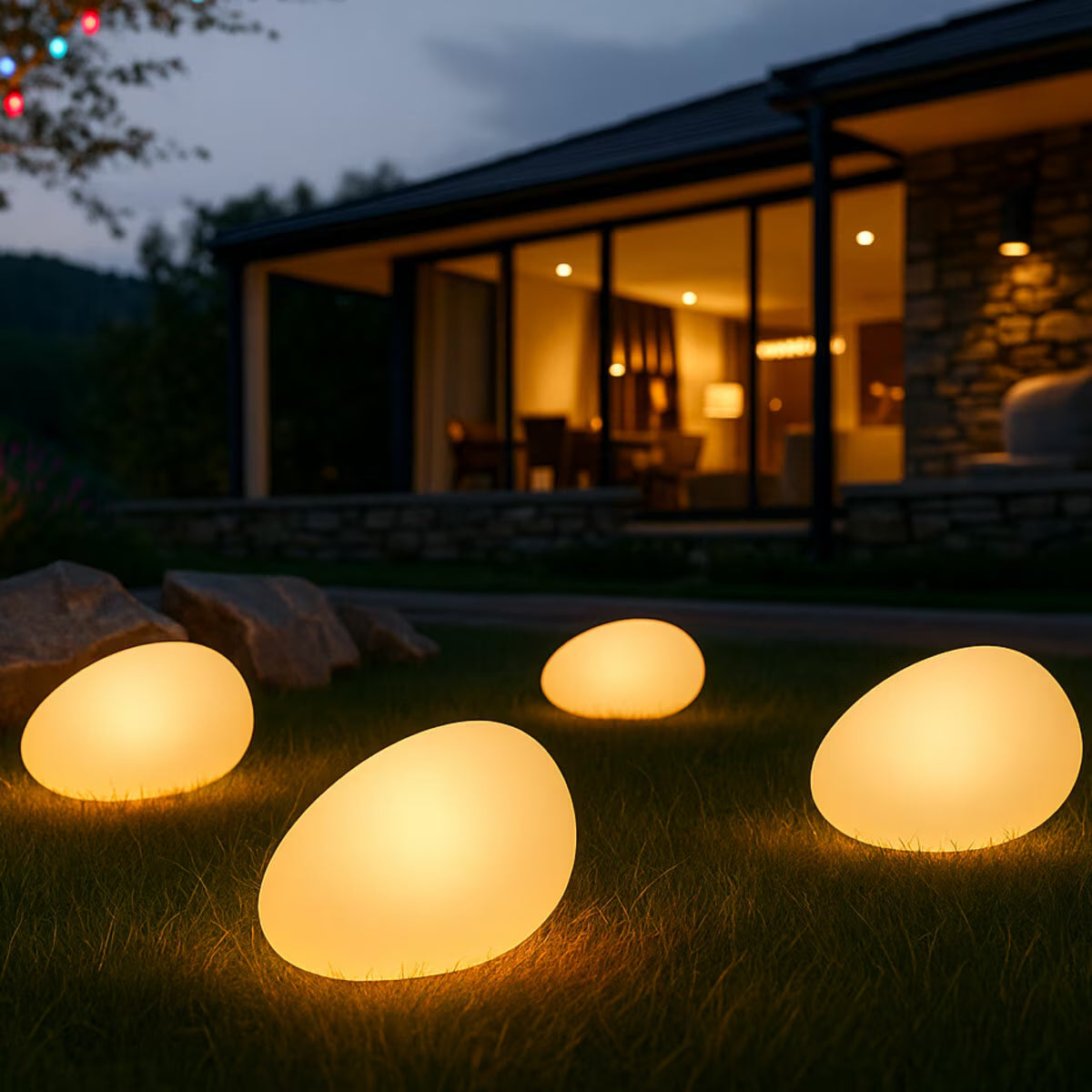 LED Solar Glowing Stones (4 Pack)