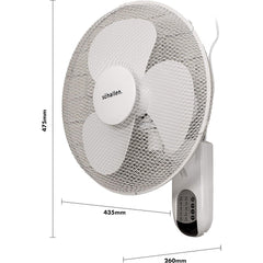 Schallen White 16 Inch Wall Mounted Fan 40cm Oscillating Cooling Fan with Remote Control, 3 Speed Settings, Timer Function, Adjustable Tilt Air Circulator Wall Fan for Bedroom, Kitchen, Office, Garage, Home Cooling Fan UK Plug