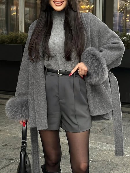 New Autumn/Winter Sophisticated Style Tie-Strap Coat for Women, Elegant and High-End, Overcoat