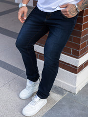 Trendy Slim-Fit Men'S Blue Denim Jeans with Stretch, Perfect for Casual Wear, Featuring a Modern Design for Young Adults