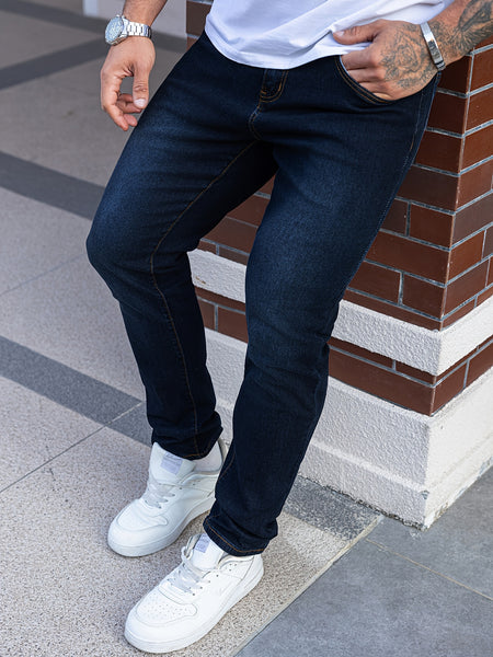 Trendy Slim-Fit Men'S Blue Denim Jeans with Stretch, Perfect for Casual Wear, Featuring a Modern Design for Young Adults