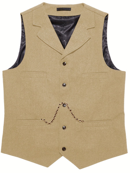 Men'S Vest Retro Fashion Groom Wedding Party Vest Men'S Herringbone Casual Business Waistcoat