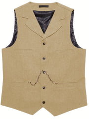 Men'S Vest Retro Fashion Groom Wedding Party Vest Men'S Herringbone Casual Business Waistcoat