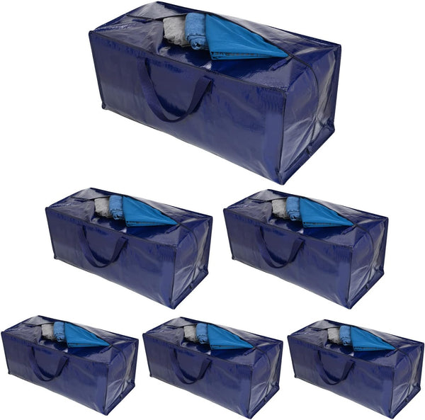 VENO 8 Pack Moving Bags Heavy-Duty Extra Large W/Backpack Straps, Moving House Essentials, Strong Handles & Zips, Clothes Storage, Packing, Laundry Bags, Reusable and Sustainable (Blue, 8 Pack)