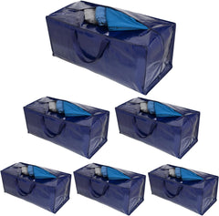 VENO 8 Pack Moving Bags Heavy-Duty Extra Large W/Backpack Straps, Moving House Essentials, Strong Handles & Zips, Clothes Storage, Packing, Laundry Bags, Reusable and Sustainable (Blue, 8 Pack)