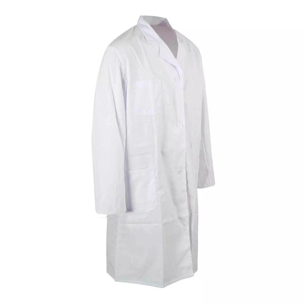 ATEK White Lab Coat - Premium Cotton Blend, Medium Size, Ideal for Food Industry, Labs, Medical Professionals - Breathable, Durable, Easy Maintenance