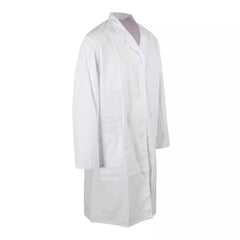 ATEK White Lab Coat - Premium Cotton Blend, Medium Size, Ideal for Food Industry, Labs, Medical Professionals - Breathable, Durable, Easy Maintenance