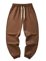 Three-pc Men's Solid Color Plain Elastic Waistband Drawstring Ribbed Cuffed Casual Jogger Pants, Men's Dress Administrative Trousers
