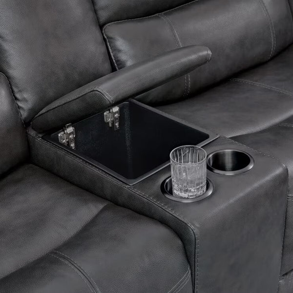 Gilman Creek Wylder Dark Grey Leather Power Reclining Sectional Sofa