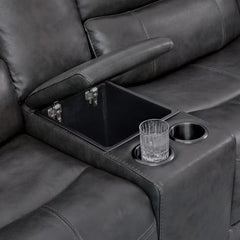 Gilman Creek Wylder Dark Grey Leather Power Reclining Sectional Sofa