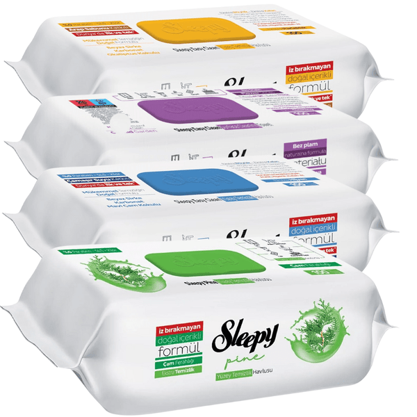 Sleepy Easy Clean Surface Cleaning Wipes & Towels Bundle - Pack of 4 x 100 (400 Sheets), Included Scents: Arab Soap, Orchid, Sleepy Pine & Blue Pine
