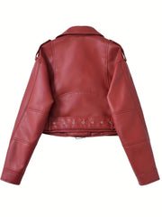 2025 Short Faux Leather Jacket Spring And Autumn American Retro Temperament Motorcycle Jacket Top Coat Women'S Clothing