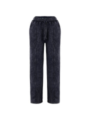Women Acid Wash Zip Tracksuit Straight Leg Joggers - Stylish Female Jacket - Womenswear Full Sleeve Casual Comfort Zip Style Drawstring Pant