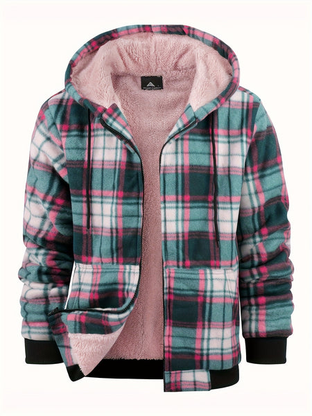 Jacket for Men Heavyweight Fleece Hoodies Thick Sherpa Lined Flannel Plaid Shirt Jacket