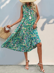 Spring/Summer Vacation Women'S Sleeveless Bohemian Style Fringed Tie-Up Printed Dress