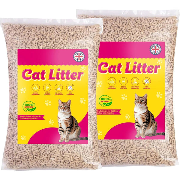 2 x 30L Cat Litter Clean & Easy To Use Ultra Absorbent Wooden Pellets, Odour Control, Natural Scent, Soft Bedding