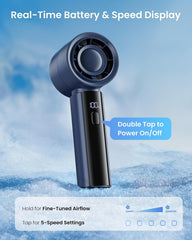 Gaiatop Powerful Handheld Fan Rechargeable, High Speed 100-Level Turbo Cooling, Portable Pocket Small Hand Fan, Summer Outdoor Travel Essentials, Dad Gifts for Men Women, Navy Blue