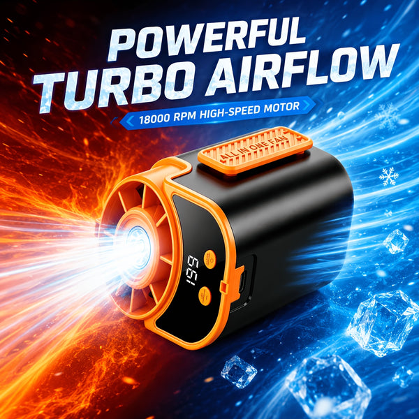Portable Multi-functional Fan, Rapid Cooling 181.44g Ultra-lightweight Design, 18000 RPM High-speed Motor, 5000mAh Long-lasting Battery, Fast Charge Shock Dust Resistant, Flashlight, for Travel, Gym, Party, Working In High-temperature Environments