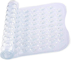 MOONLIGHT20015 Shower Bath Mat Non Slip anti Mould & Mildew with Strong Suction Cups Grip and Drain Holes Soft Rubber Shower Mats - PVC Bathroom Mat Machine Washable (70X38Cm, White)