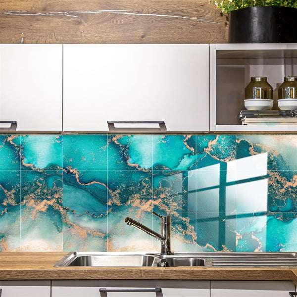 WALPLUS 24pcs Glossy Tile Stickers for Kitchen 15x15cm (6