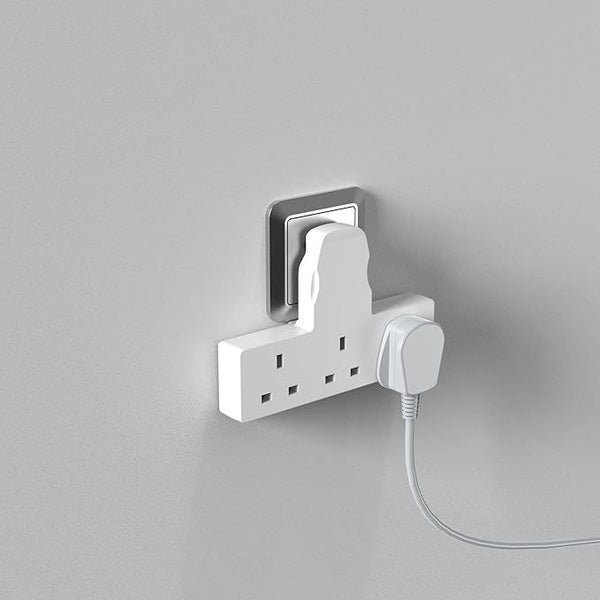 2x 3-Way Plug Adapter with UK Socket Extender – Compact Cable-Free Multi-Outlet Adapter for Home, Office & Travel