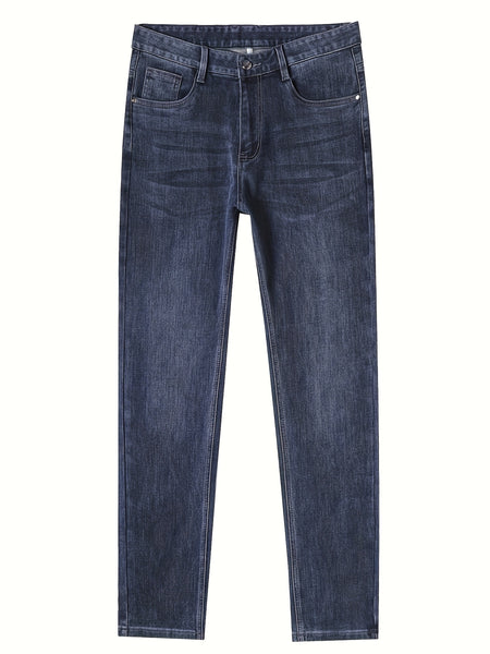 2026 New Men's Jeans, Business Slim Fit Straight-Leg Stretch Denim Pants, Washed Casual Long Trousers for Men
