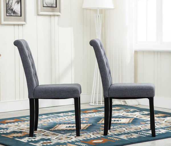 mcc direct Set of 2 Lined Fabric Dining Chairs With Solid Wooden Legs For Home & Commercial Restaurants