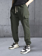 Men's Three-pc Cargo Pants, Solid Color Multi-Pocket Casual Outdoor Sports Trousers, Suitable for Spring, Summer, and Autumn