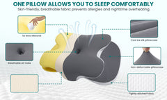 Cervical Neck Pillows for Neck and Shoulder, Odorless Memory Foam Pillow with Cooling Silk Case, Orthopedic Pillow Neck Support - Gray
