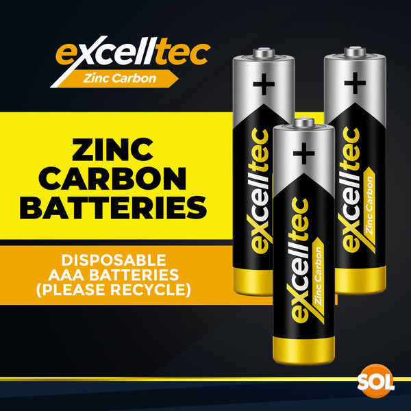 20 Pack Excelltec AA / AAA Batteries | 1.5V Zinc Carbon Dry Cell 1000mAh Battery for Low Drain Devices | Non-Rechargeable Primary Cell Batteries for Remote Controls, Clocks, Flashlights, Alarms, Radios & More | Long Shelf Life Disposable AA AAA Battery Pa