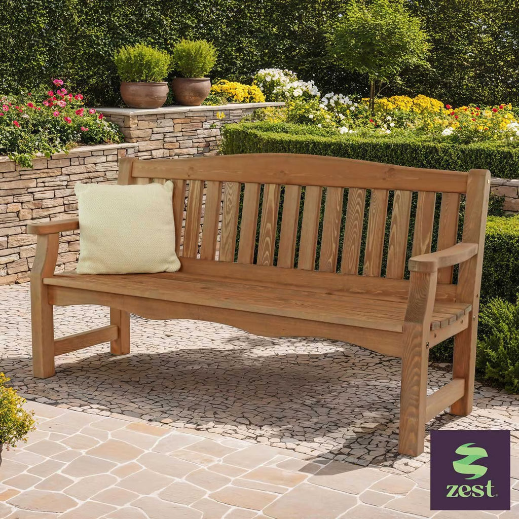 Zest 3 Seater 1.76M Wooden Garden Bench