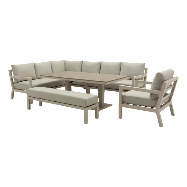 Bramblecrest Stowe 4 Piece L-Shaped Deep Seating Patio Set with Height Adjustable Table
