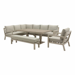 Bramblecrest Stowe 4 Piece L-Shaped Deep Seating Patio Set with Height Adjustable Table