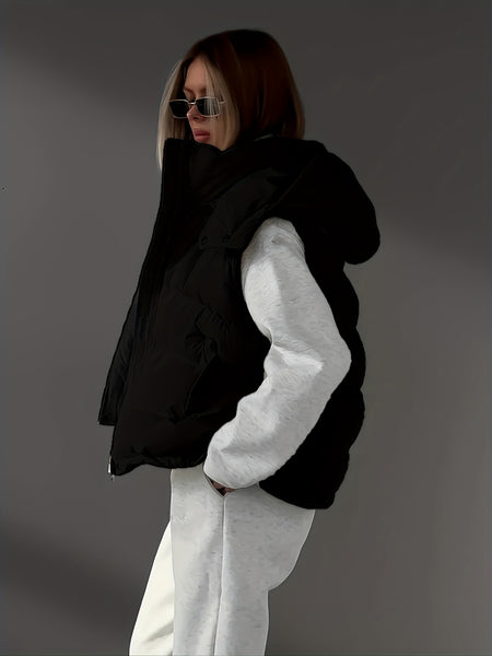 Women'S Plain Color Basic Daily Insulated Puffer Vest